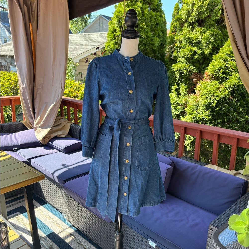 Who What Wear Denim Puff Sleeve Dress,Size:S